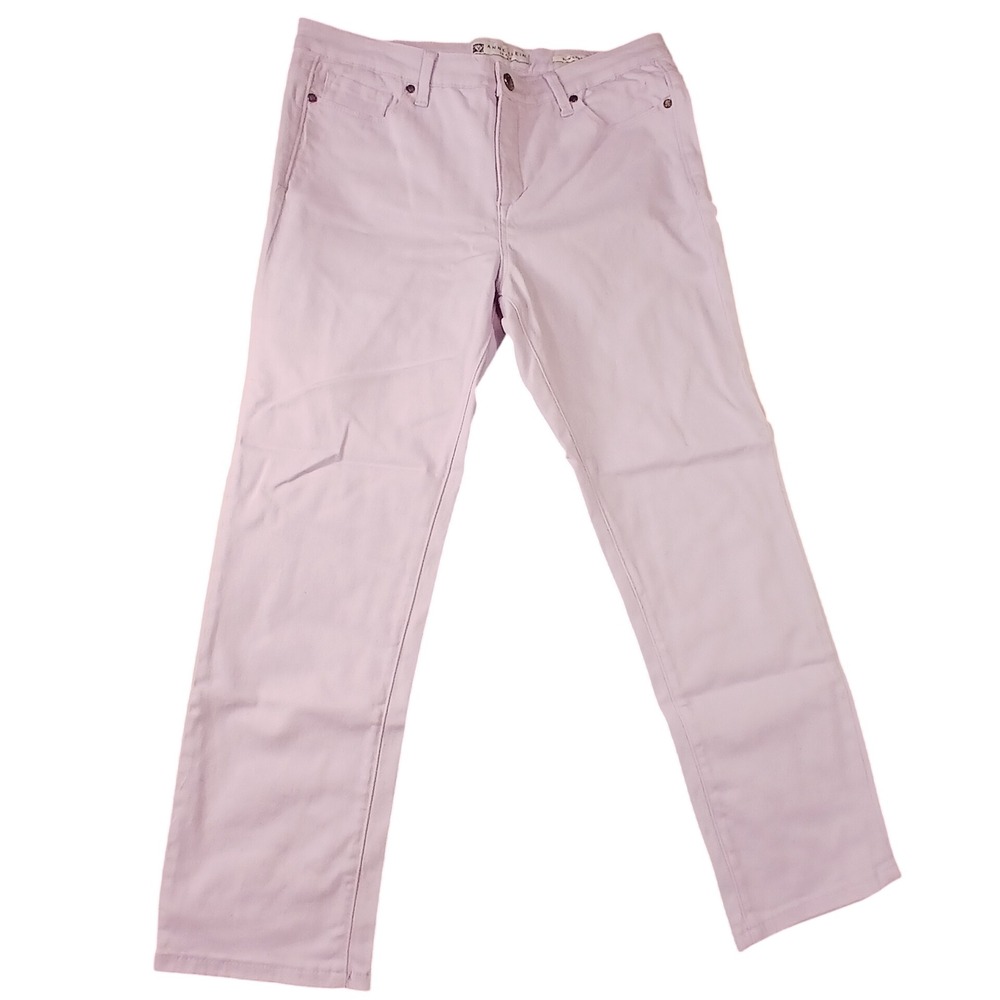 Anne Klein Jean Leo Slim Straight Crop Women 10 Lavender Purp Pants 10644842-A86